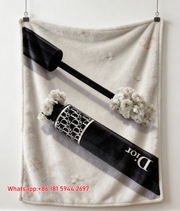 Dior Mascara White Flower Flannel Sofa Throw Blanket D337
